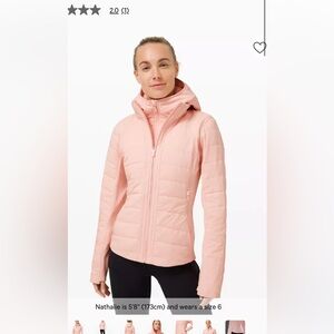 Lululemon Athletica Light Pink Hooded Puffer Jacket Another Mile Jacket